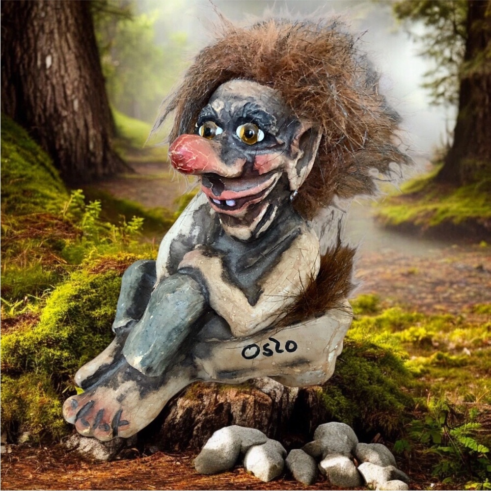Vintage Nyform Troll Handmade Norway Norwegian Ugly Figure Fur Hair Oslo